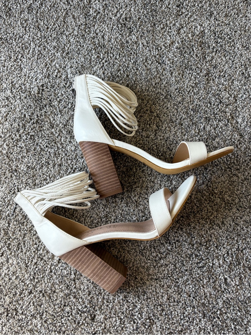 Altar'd State Ivory Strappy Block Heel Sandals